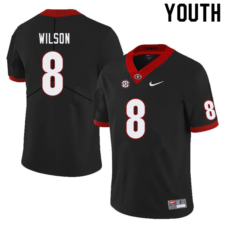 Youth #8 Divaad Wilson Georgia Bulldogs College Football Jerseys Sale-Black